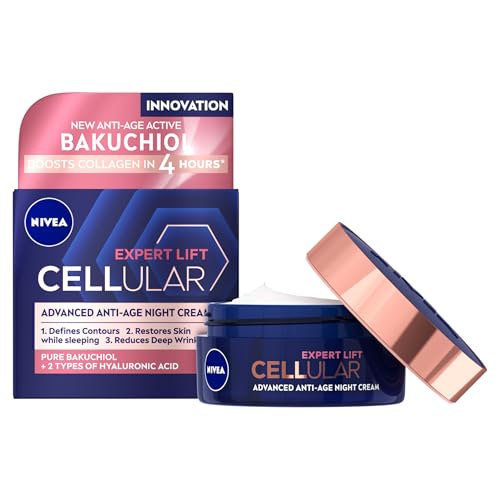 NIVEA Cellular Expert Lift Anti-Age Night Cream (50ml) Anti-Wrinkle Night Cream with Pure Bakuchiol Night Face Cream Containing Hyaluronic Acid Night Cream for Women