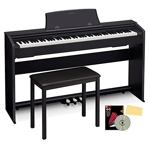 Casio Privia PX-770 - Pianoforte digitale con panca per mobili, libro didattico, DVD didattico Austin Bazaar e panno per la pulizia