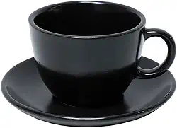 Mimo Style, Jogo 4 Xícaras de Chá Cerâmica Preto Marmorizado