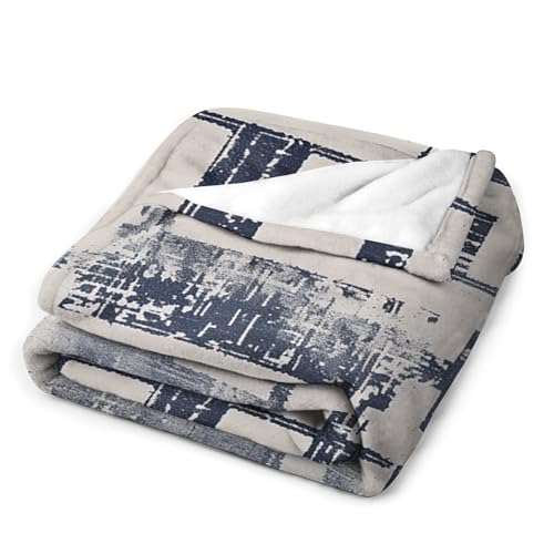 Couverture en micro polaire plaid flanelle douce motif bleu lit - 7