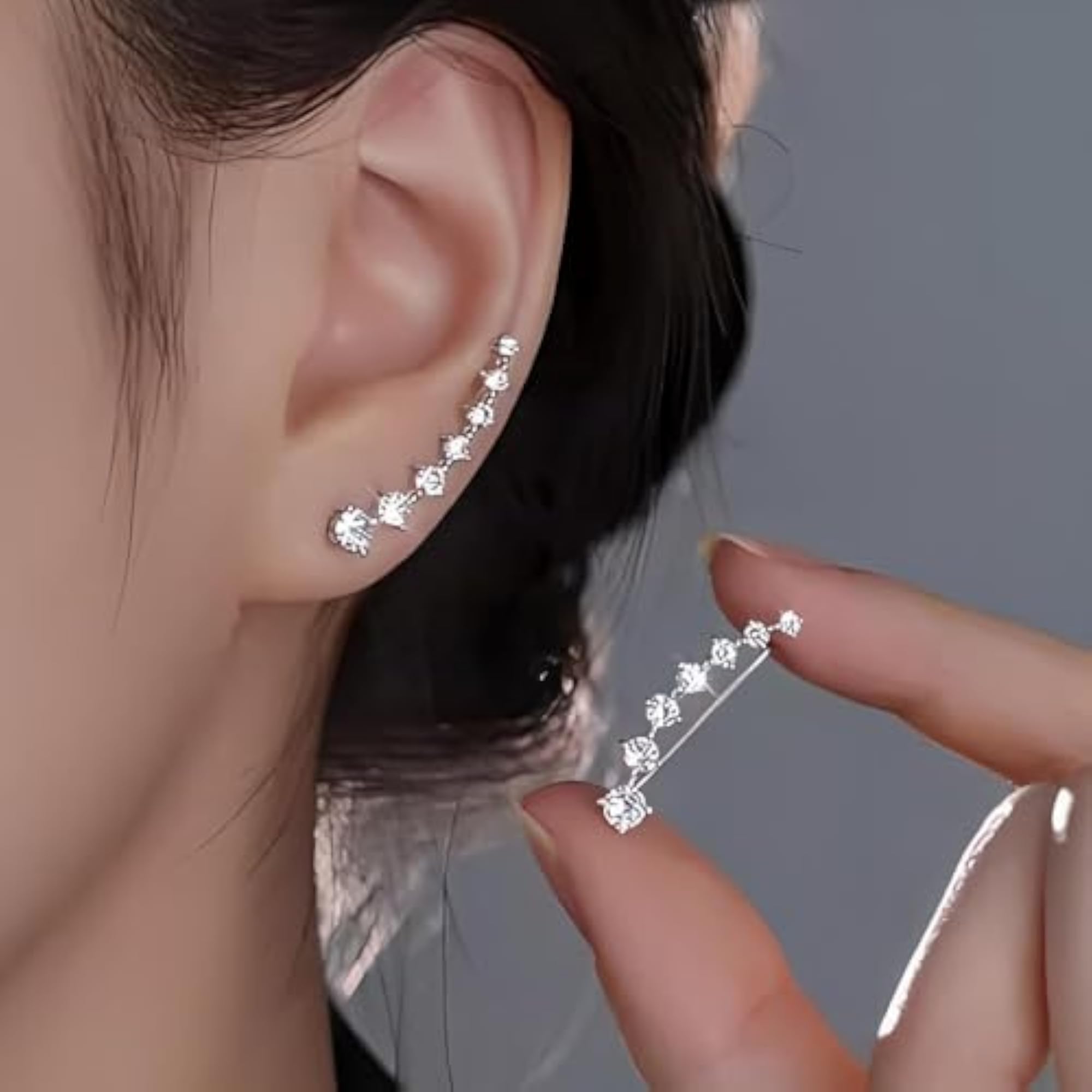 Women's Big Dipper Rhinestone Ear Crawler Stud Earrings