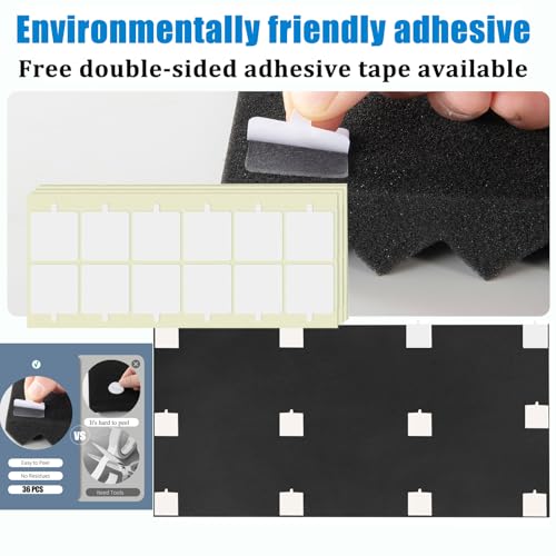 Image of 2 Pack Acoustic Foam Panels, 48 x 24 x 2 inch Sound Proof Foam Panels for Walls | High Density Fire Resistant Soundproof Wall Foam, Noise Cancelling Panels for Recording Studio & Home Office