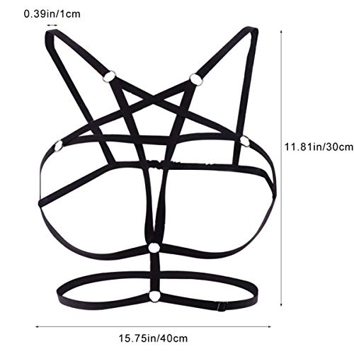 EXCEART — Cinta Punk feminina, sutiã de gaiola, arnês para o corpo, preto, elástico, lingerie para m