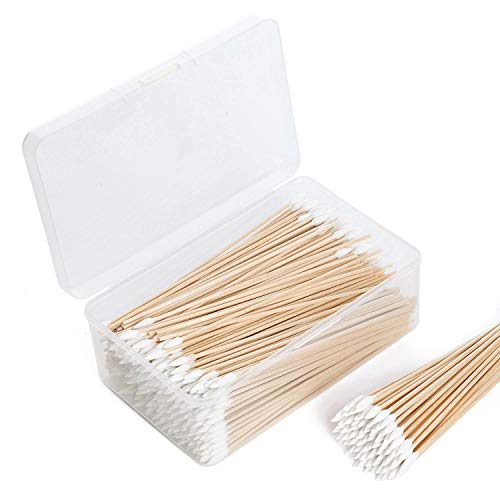 FIREGEAR Cotton Swabs 500 Pieces with Wooden Handles Cotton Tip for Gun Cleaning Jewelry Ceramics Electronics in Storage Case