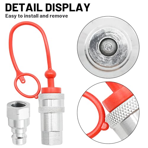 Image of MDEOOSKY 2 Pcs 3 /8 inch Hydraulic Quick Connect, Ag ISO 5675 Hydraulic Quick Connect Couplers, Pioneer Style Hydraulic Fittings with Dust Caps