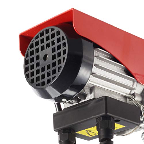 Partsam 220 lbs Lift Electric Hoist Crane Remote Control Power System, Zinc-Plated Steel Wire Overhead Crane Garage Ceiling Pulley Winch w/Premium Straps (w/Emergency Stop Switch)