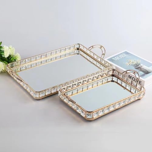 Bandeja de espejo de moda YIXANNX joyero decorativo para dormitorio 40x21cm 7