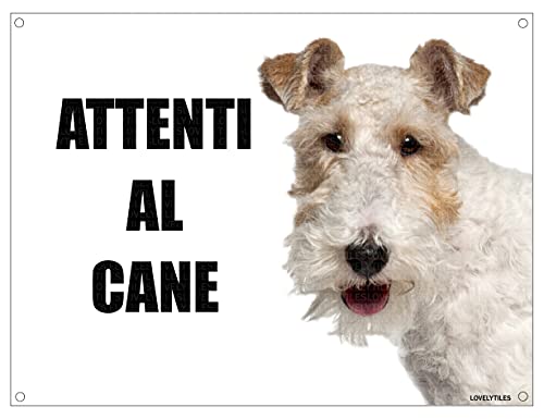  FOX TERRIER attenti al cane mod 1 TARGA cartello IN METALLO (15X20)