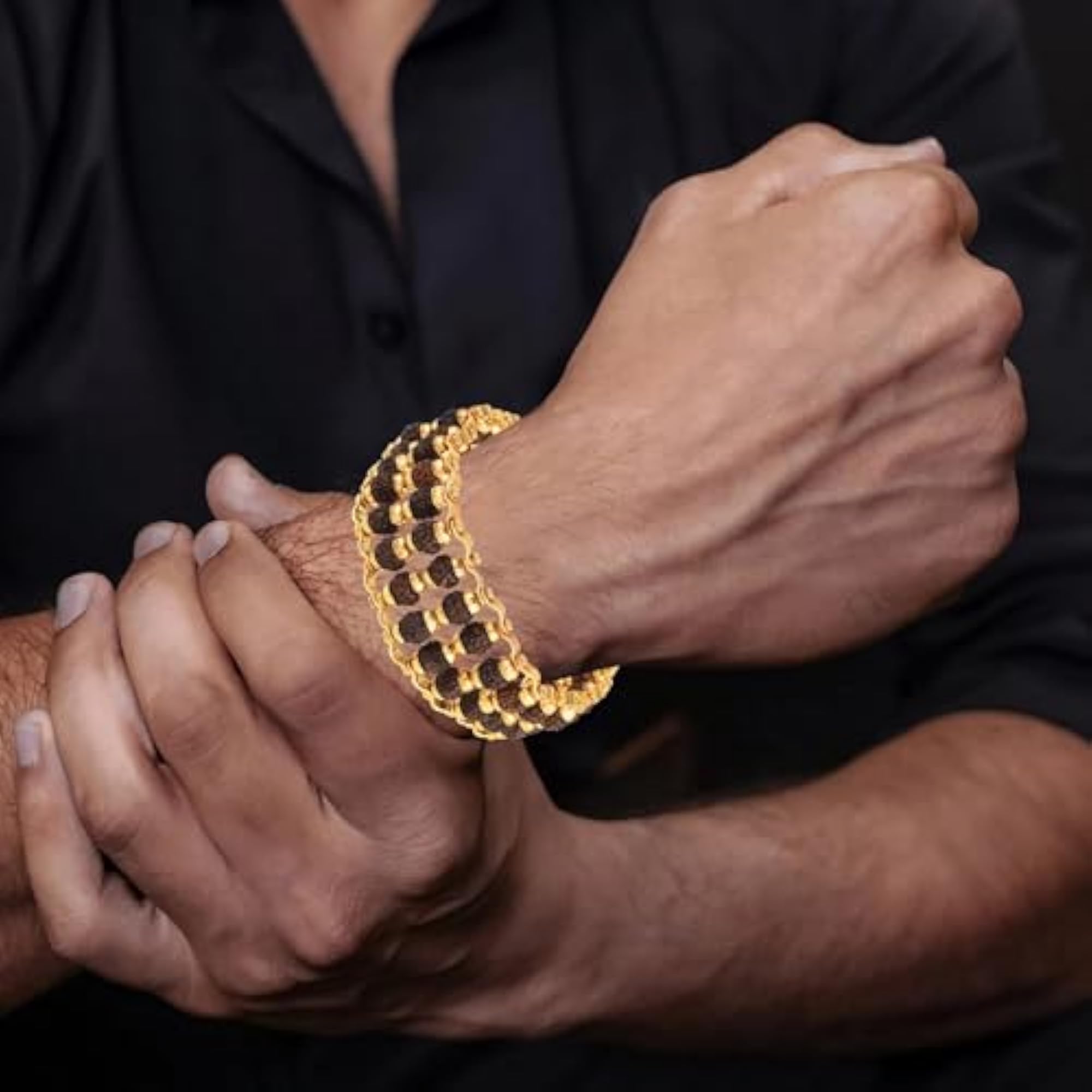 Plated Modern Rudraksha Bracelet for Meditation