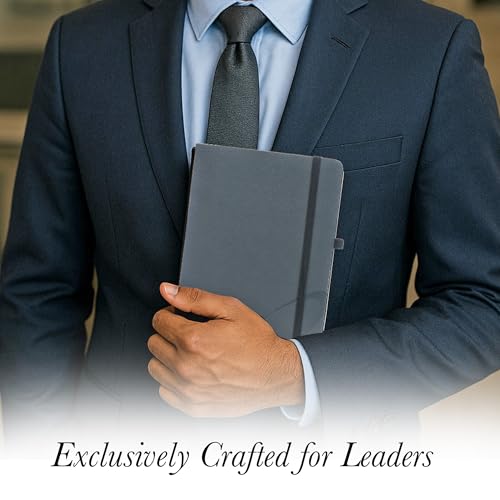Image of Parker Premium Hardbound Notebook, Grey, Leather Finish, 174 Ruled Pages, 80 GSM Ivory Paper - Ideal for Office, Professional & Personal Use