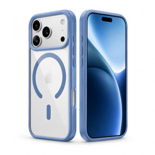 Image of MAGA ClearBack Case Cover for Apple iPhone 17 Pro Max, Crystal Clear Magnetic Case Compatible with MagSafe, Hybrid Hard PC Back & Soft TPU Bumper, Shockproof Protective Cover Blue
