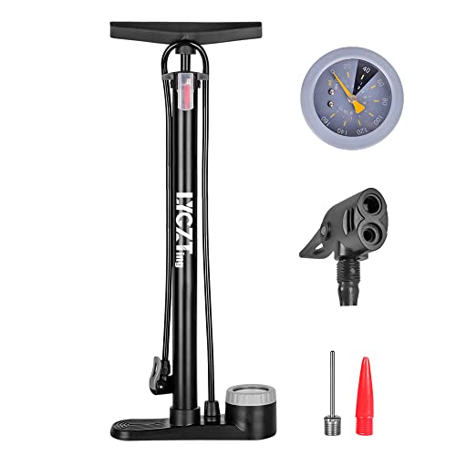 LYGZTing 自転車空気入れ フロアポンプ 仏式/英式/米式 エアゲージ付き 自転車タイヤポンプ 160PSI / 11Bar ポータブルエアポンプ ロードバイク/浮き輪/ボール用