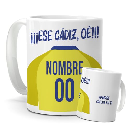 mundohuevo Taza Personalizada Cádiz | Tazas de Desayuno Fútbol |