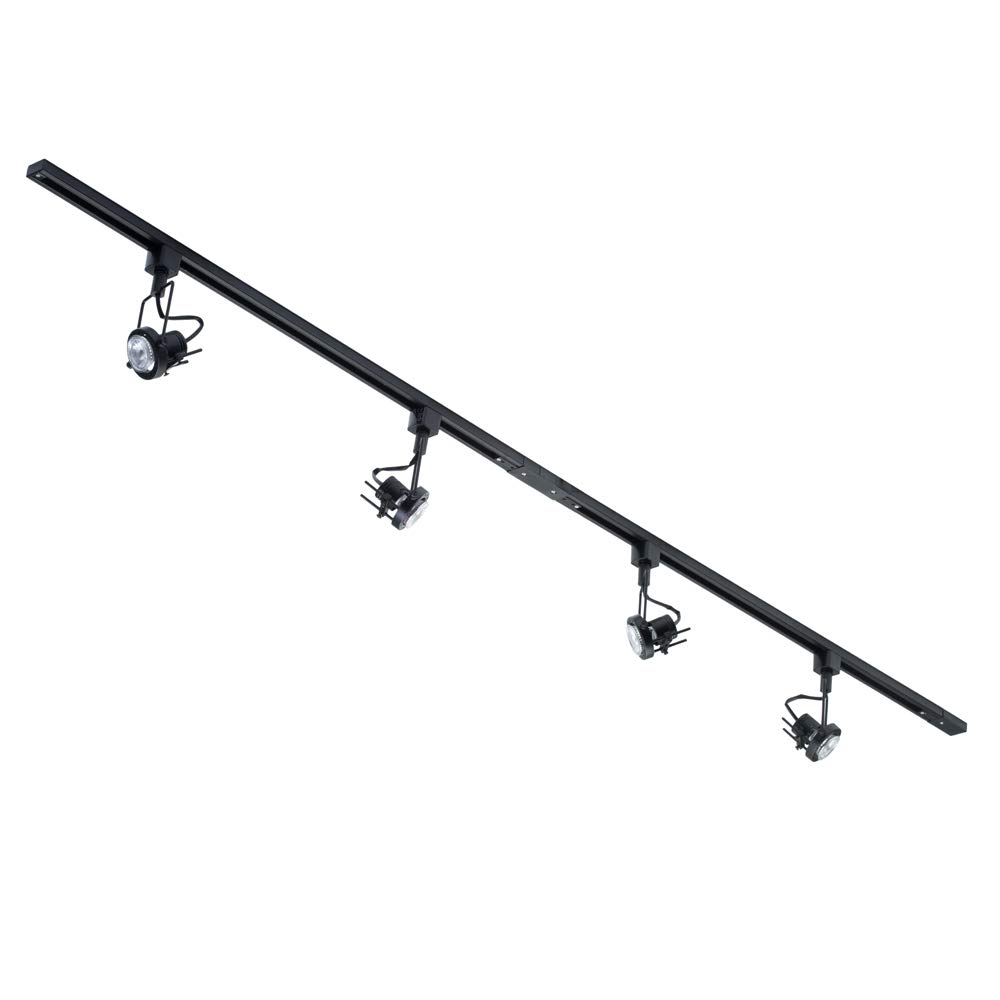Litecraft Kitchen Track Light with Greenwich Fixture & GU10 LED Bulbs - (Black, 2M 4 Light)