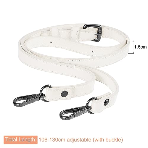 Image of uxcell Purse Strap, Crossbody Strap Leather Adjustable Replacement Shoulder Strap for Women's Crossbody Handbags Bag, 0.6 inch Wide, 41-51 inch Long (White)
