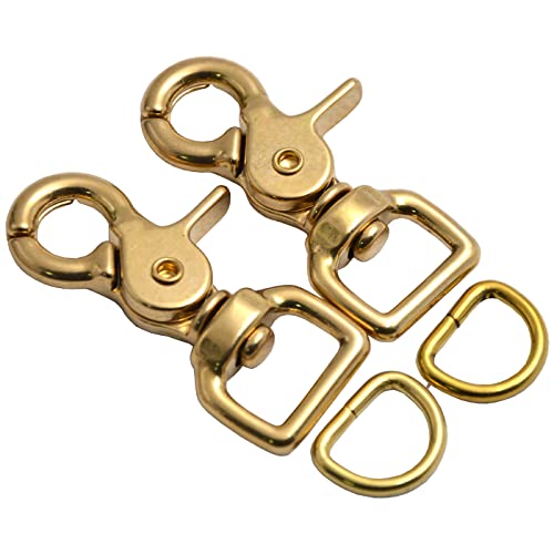 Okones Pack of 2,5/8''(16mm) Inner Width,Solid Brass Square Lobster Clasps Swivel Trigger Clips Hooks for Straps Bags Belting leathercraft (Hook Insides 5/8'')