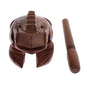 1 x houten kikker instrument voor jongens voor beginners, productie, muziekinstrumenten, zoals beschreven.