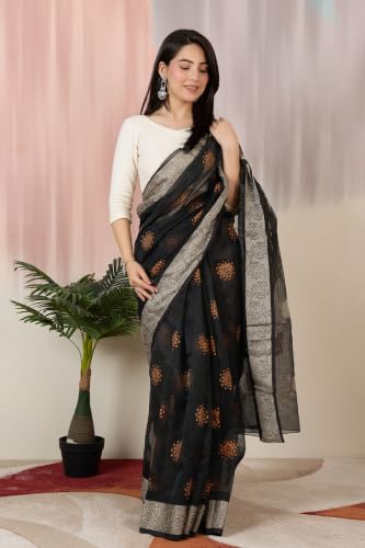 Image of Mlada V-Neck Stretchable Saree Blouse Top for Women | Slim Fit 3 /4th Sleeves Solid Cotton Blouses | Readymade Saree Blouses for Women Festive & Ethnic | Blouse Crop Top