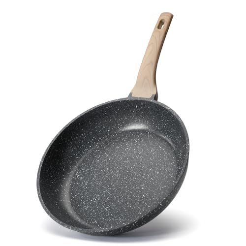 10 inch Nonstick Frying Pan Skillet, Non Stick Granite Fry Pans, Stone Cookware Omelet Pan, Egg Frying Pan with Heat-Resistant Handle, Requires Installation, PFOA Free Chef's Pan, Induction Compatible