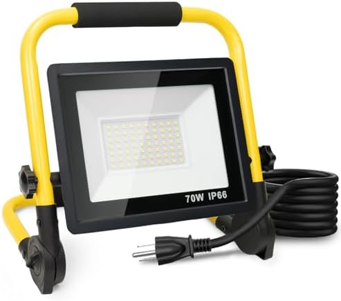 10000LM LED Work Light: Portable Work Light with 5FT Cord - IP66 Waterproof Flood Light for Outdoor Indoor Job Site Workshop Garage Construction Site Lighting,Tool Gifts for Men Dad Him