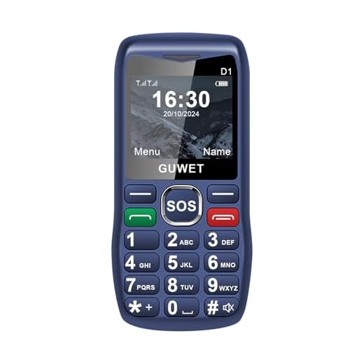 Guwet Telephone Senior Portable a Touche, Telephone Portable sans Internet, 2G GSM, Bon Signal, Bouton SOS, Batterie 1600 mAh, autonomie Ultra-Longue, Couleur Bleu