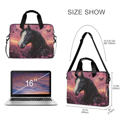 Bolso para laptop ALAZA negro con diseño floral rosa miniatura 4