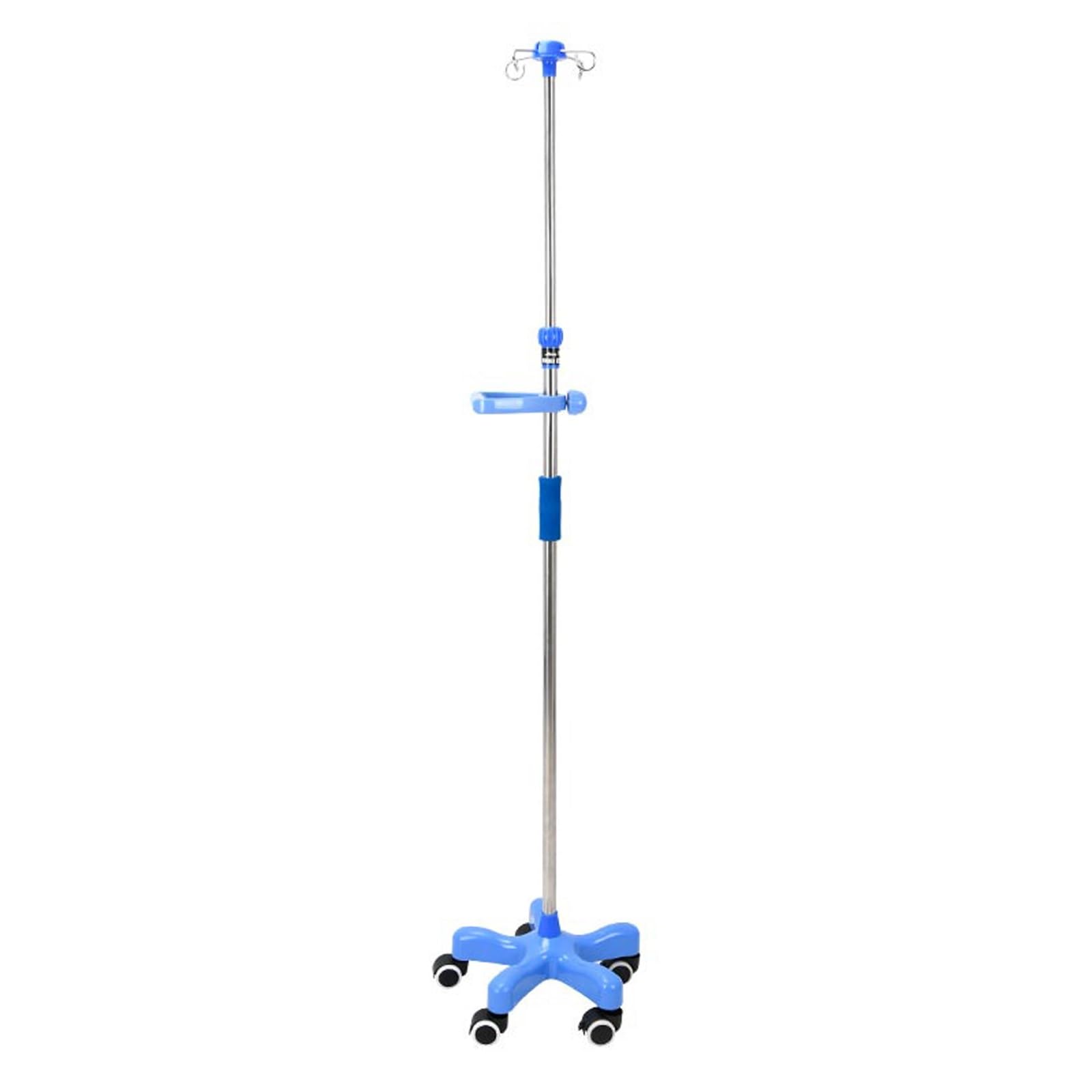 Poste de suero con Ruedas, Soporte de suero médico portátil con 4 Ganchos y 5 Ruedas, Soporte para Bolsa de suero con Altura Ajustable