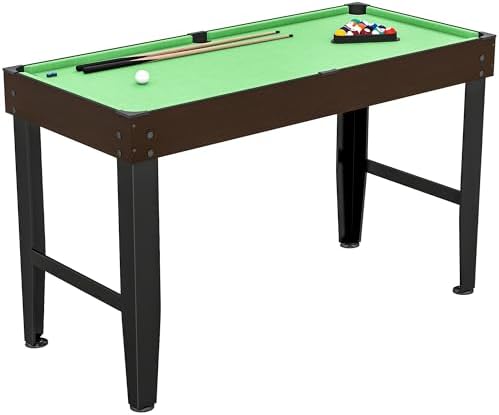 Soozier 55" Mini Pool Table, Portable Billiard Table Set with 2 Cues, 16 Balls, Triangle, 2 Chalks, Brush, Pool Game Set for Teens and Adults, Green