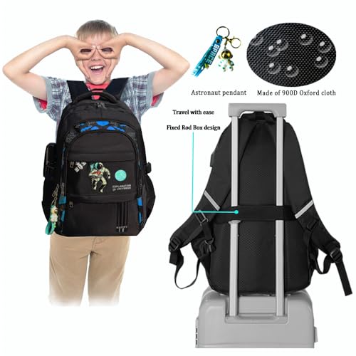Luminous Backpack School Bag with Anti-Theft Lock Luminous Pattern Travel Laptop Waterproof Black With Usb Charging Port & Headphone Port School Backpack Includes Luminous Pencil Bag4