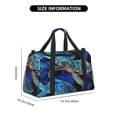 Travel Duffel Bag Lightweight Waterproof Carry On Tote Bag Foldable Weekender Overnight Bags Blue Sea Turtle In Ocean Sport Gym Bag For Women Men2