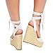 Fashare Womens Espadrilles Wedges Sandals Heels Open Toe Tie Lace Up Platform Ankle Strap Summer Dress Shoes