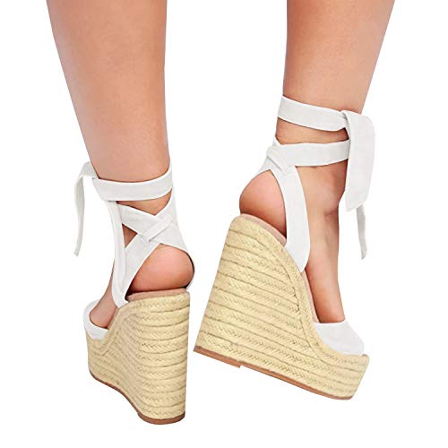 Womens Espadrilles Wedges Sandals Heels Open Toe Tie Lace Up Platform Ankle Strap Summer Dress Shoes4