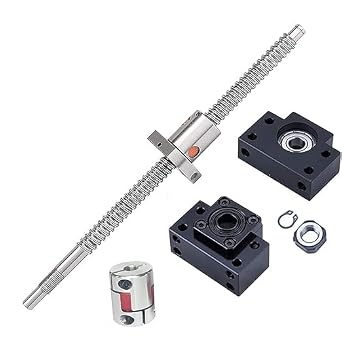 Ball Screw SFU1204 RM1204 12mm Length 3.94 inch / 100mm with End Machining + Ball Screw Nut + BK/BF10 End Supports+ Coupler for CNC Machine
