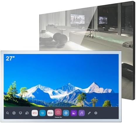 Soulaca 22 inch Bathroom TV Luxury Smart Mirror TV IP66 Waterproof Android 11.0 Full HD with Wi-fi & Bluetooth (2023 Model with 7 Touch Keys