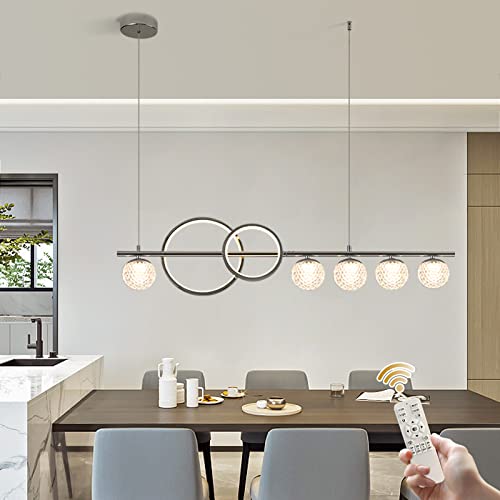 Ganeed Led Chandelier,58W Modern Dimmable Led Pendant Light,Adjustable Led Chandeliers Over Kitchen Table, Color Changeable 3000-6500K Led Hanging Ceiling Light For Dining Room Island Restaurant #TOP6