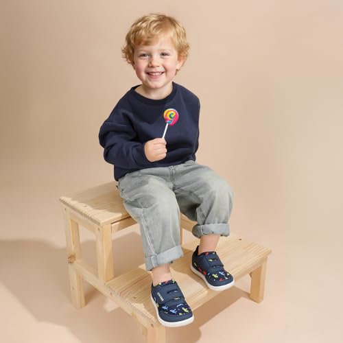 Toddler Wide Toe Box Shoes:Boys Barefoot Shoes,Baby First Walking Shoes Kids Tennis Running Sneakers, Canvas Casual Preschool Flat Non Slip Comfortable Lightweight Outdoor Navy Toddler Size 62