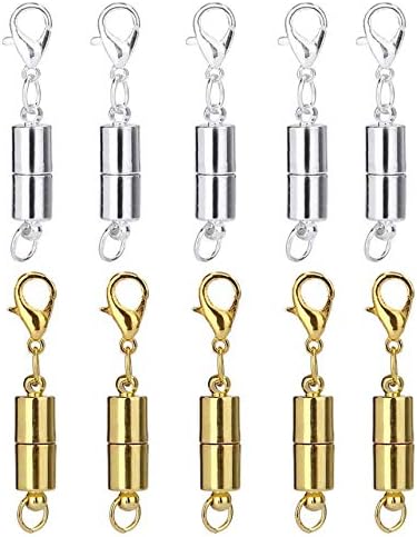 DNHCLL 10PCS Magnetic Jewelry Clasps, Lobster Clasp, Clasps Converter for Necklace, Bracelet, Anklet Chains (Gold & Silver)