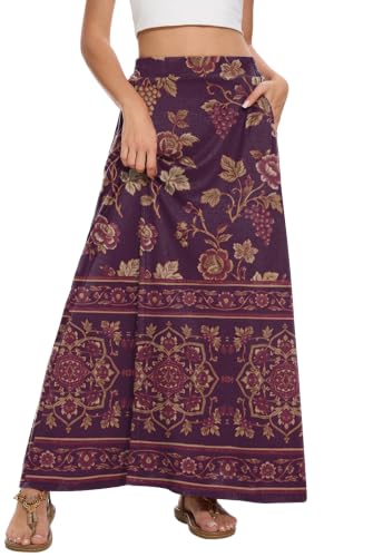 Image of Womens Maxi Skirt Long Flowy Summer A-Line High Waist Skirts