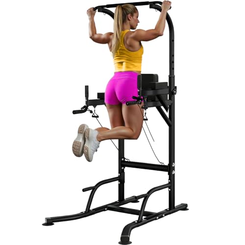 Image of Pull Up Tower Dip Station, Adjustable Free Standing Pull Up Bar, Multi-Function Power Tower for Home Gym Workout and Strength Training