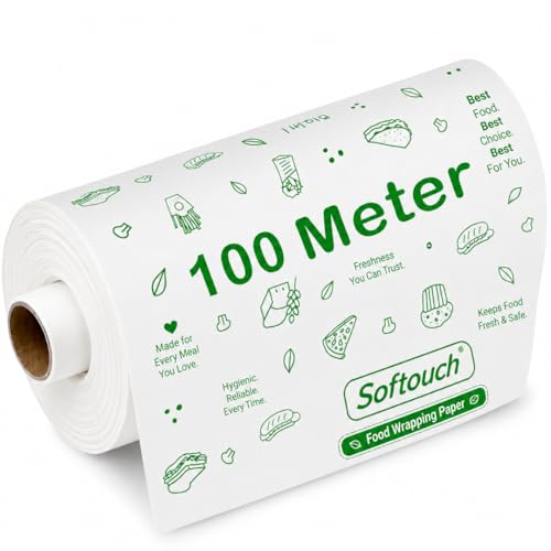Image of Softouch Food Wrapping Paper 100 Meter- Butter Paper Roll, Greaseproof & Microwave Safe, Roti Wrapping Sheets for Kitchen Use, Ideal for Baking, Packing, and Serving
