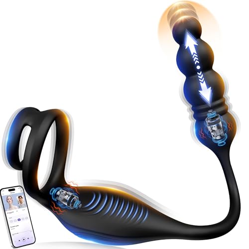 Thrusting Anal Vibrator Male Sex Toys for Men Prostate Massager Anal Toys with 9 Thrust & 9 Vibration Modes Cock Ring & Remote Control Butt Plug Adult Mens Sex Toy Toys4mens UK