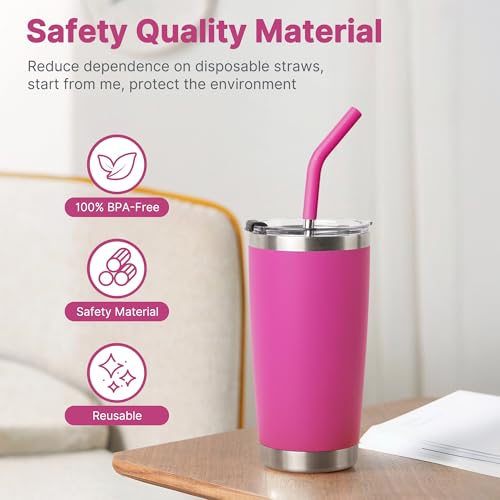 Image of 8.5 inch Metal Reusable Drinking Straws for 20oz YETI Tumbler with Silicone Tip