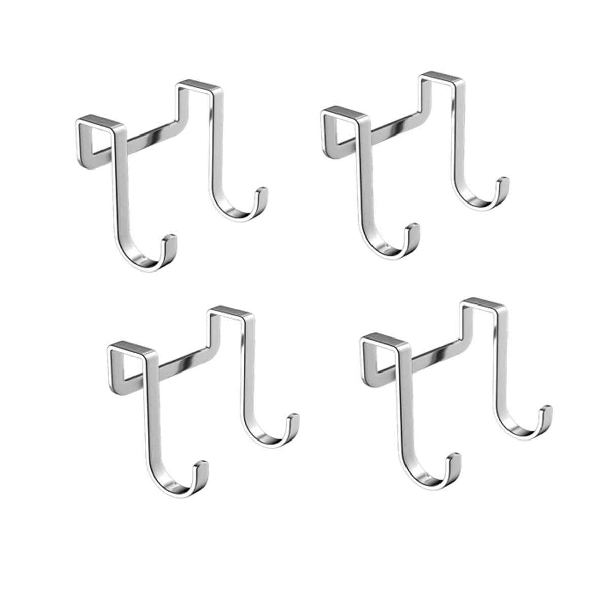 Cabinet Door Hooks 4pcs Pack, Double S-Shaped Drawer Hook for Narrow Space, Stainless Steel Over Door Storage Hook for Kitchen, Bathroom, Closet, Cabinet Cupboard, Shower, Drawer, Wardrobe