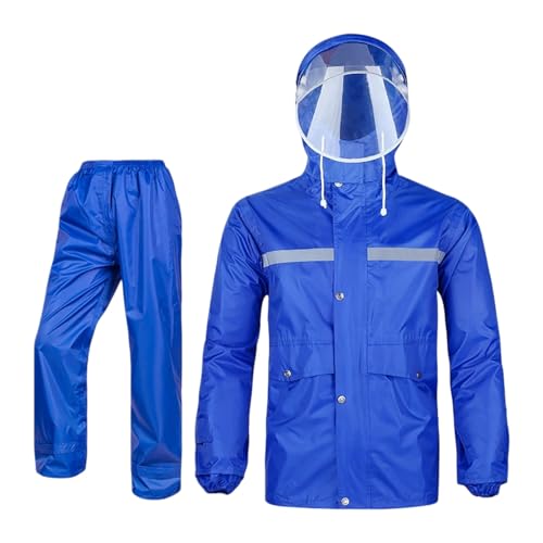 Celanisai Traje de lluvia para mujer y hombre, reflectante, impermeable, traje de moto al aire libre, 2 piezas, chubasquero y pantalones de lluvia, ropa de lluvia holgada ligera para exteriores, R