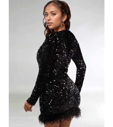 Image of Jigfar Women's Sexy Rhinestone Sheer Mesh See Through Bodycon Dress Birthday Party Club Night Outfits