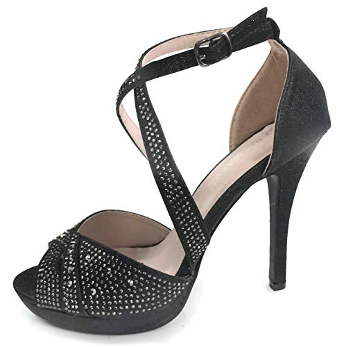 Womens Strappy Rhinestone Dress Sandal High Heel Shoes - Image 4
