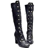 Hbeylia Rivet Goth Knee High Boots For Women Fashion Punk Gothic Studded Chunky High Heels Dressy Pump Tall Boots Winter Lolita Dress Boots For Ladies Bride Wedding Halloween Christmas Party