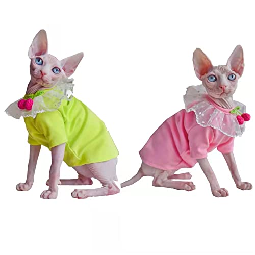 HCYD Vestido cómodo para Gatos, Ropa Transpirable de algodón para Gatos Sphynx, Gato sin Pelo, siamés, británico, de Pelo Corto,Amarillo,M Cover
