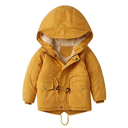 sfdgfhyf Kids Winter Coat Fleece Sherp𝐚 Lined Hooded Jacket Boys Girls Windproof Jacket Zipper Thicken Falls