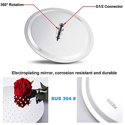 Image of High Pressure Shower Head, Sinzau 10 Inch Round Rain Showerhead, 304 Stainless Steel, Ultra-Thin Design, Best Pressure Boosting